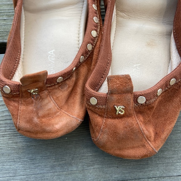 Brown Suede Gold Grommet Split Sole Ballet Flats Yosi Samra from Anthropologie - Picture 4 of 5